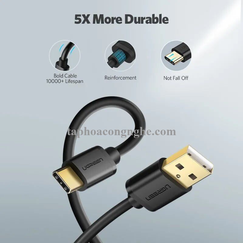 Ugreen 10659 25CM Màu xanh lá Cáp Usb 2.0 Sang Type C mạ vàng US141 30010659